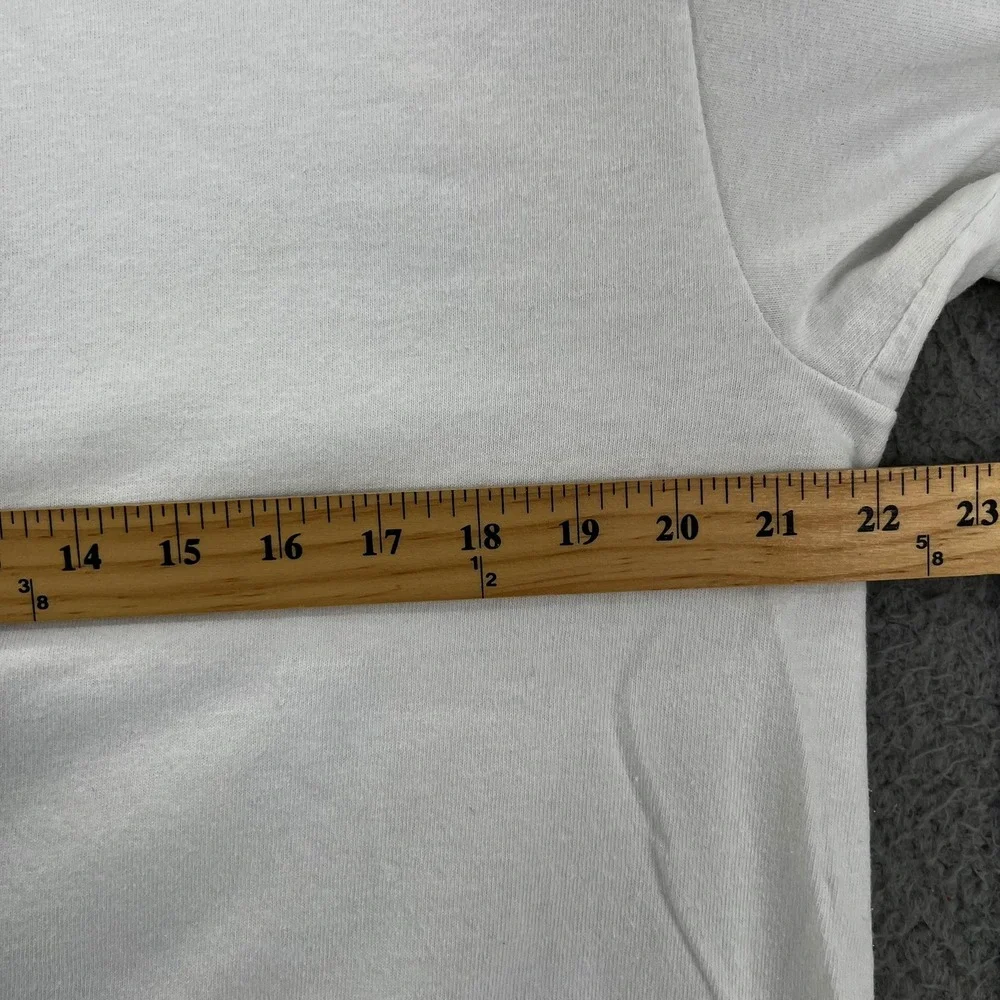 VTG Y2k Cotton Deluxe Anvil White Long Sleeve Mock Neck ACAC Logo T-Shirt Men L